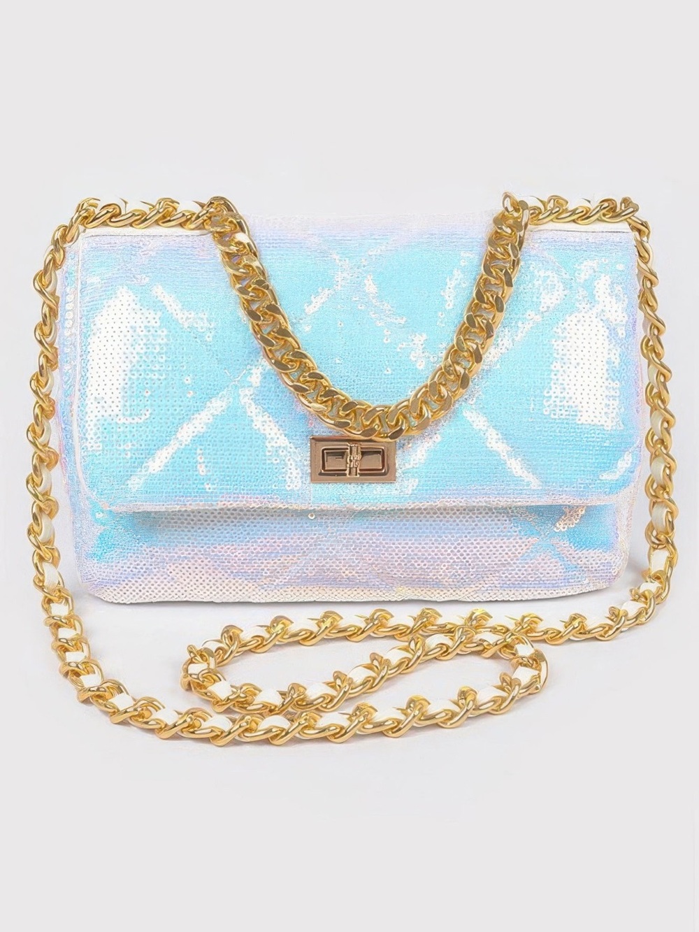 Quilted Sequins Chain Shoulder Bag